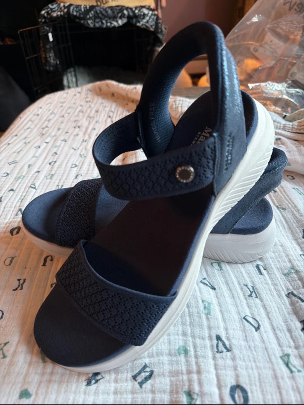 Skechers Navy and White Women's Comfort Sandals